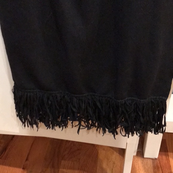 Zara Trafaluc Asymmetrical Fringe Black Sweatshirt Dress (Size L) - Picture 8 of 13